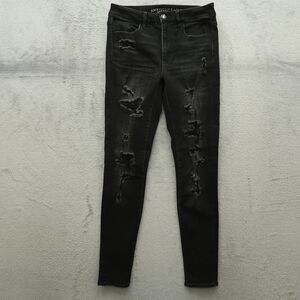 American Eagle Jeans Women's 6R Faded Blk High-Rise Jegging 29" Inseam Destroyed